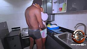 sexyvee squirts wildly impaled on huge cock in kitchen