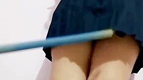 wtf, this mexican schoolgirl's virgin asshole too tight for broomstick? watch her creampie anal debut