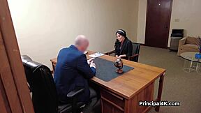 principal rides mature teacher's juicy lingerie pussy at work voyeur style