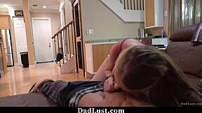 Blonde teen begs daddy for old young cuddle turning into hardcore fuck