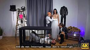 bride craves that monster cock blowjob while hubby watches in wedding dress