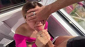 i spot young big ass blonde on balcony fuck her shaved pussy then fill mouth