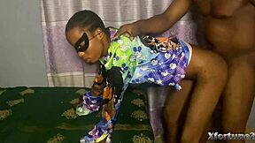 Sexy petite stepsister craves black cock on bed with her small waist