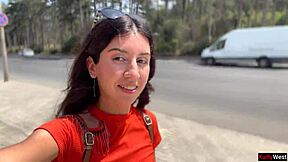 crazy couple sneaks public bush blowjob ends in wild cumwalk