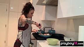 I'm joanna angel inked milf cooking then dildoing my pussy