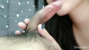 damn this japanese girlfriend gives sloppy deepthroat blowjob then squirts hard on homemade bedroom cumshot