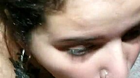 Chubby bbw amateur with massive boobs slurps my monster cock pov till huge cumshot blasts her fat tits