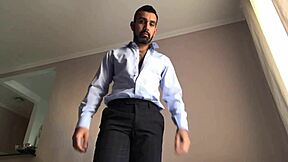 daniel shows off his monster cock bulging in purple thong solo handjob