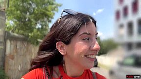 crazy couple sneaks public bush blowjob ends in wild cumwalk