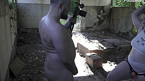 curvy russian milf dances dirty then pegs outdoor with handjob