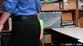 hey teen shoplifter 😏 bent over for security guard's hidden cam doggystyle blowjob 👮‍♂️🔥