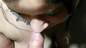 Chubby bbw amateur with massive boobs slurps my monster cock pov till huge cumshot blasts her fat tits