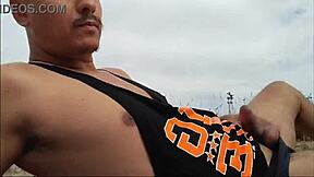 GUY SPILLS MILK ALL OVER NUDE BEACH AMATEUR SEXY BODY!