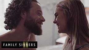 Stepdad and stepdaughter dive into sloppy wet pussy licking doggystyle pounding ending in creampie