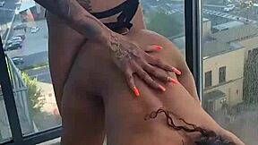 kashofficials bent over balcony railing strapped deep by renity love's toy