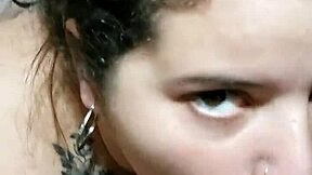 Chubby bbw amateur with massive boobs slurps my monster cock pov till huge cumshot blasts her fat tits