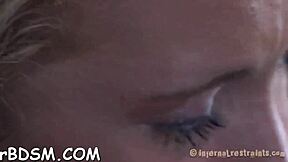 Bound slave slut bent over takes rough doggystyle pounding in her tight pussy