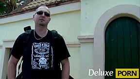 Sexy Spanish latina teen spreads shaved pussy fucked raw in forest