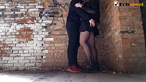 girl pegs boyfriend rough in abandoned house