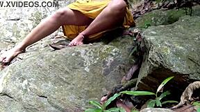 chachi bathing in jungle pond gets public assfucking surprise?