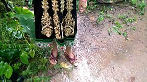 huge boobs step-mom dildo orgasms in jungle rain public tease