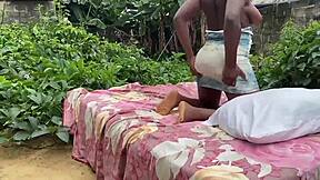 imagine big black cock stretching shaved tight ebony teen pussy outdoors in wild 1on1 fuck