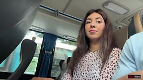 Public Bus Dick Flash Turns into Risky Handjob Cum Blast!