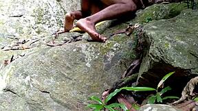 chachi bathing in jungle pond gets public assfucking surprise?