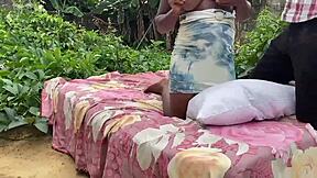 imagine big black cock stretching shaved tight ebony teen pussy outdoors in wild 1on1 fuck