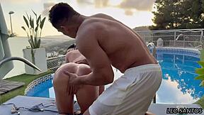 Brazilian pornstar's saggy tits jiggle riding huge cock missionary style in luxury house squirting creampie