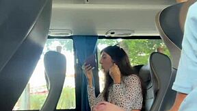 Public Bus Dick Flash Turns into Risky Handjob Cum Blast!