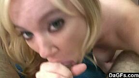 WOW! Blonde Girlfriend Devours Tiny Dick with Epic Facial Finish!