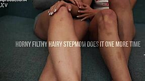 Horny hairy stepmom squirts huge load in filthy pussy play