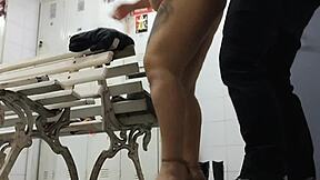 trans lures market clerk into steamy changing room pussy tease