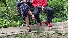 mother-in-law's fat curvy ass milks my cum outdoors daily