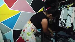 neighbor grabs my ass while i fold clothes, bends me over for lesbian doggy??