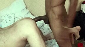 Interracial gay ebony big black cock deepthroat blowjob anal creampie doggystyle cum covered