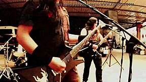 damn these two long-haired mexican brunettes take a wild homemade gangbang cumshot pounding