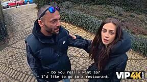 i pay the rent with my shaved pussy while her jealous boyfriend watches outdoors.