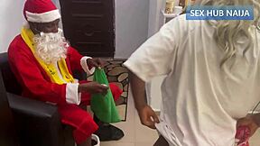 Santa's Monster Cock Fills Chubby Ebony Wife for Christmas Screaming!