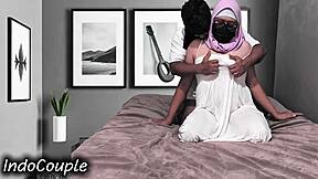 Can indo hijab wife take full creampie pounding while riding husband wildly?
