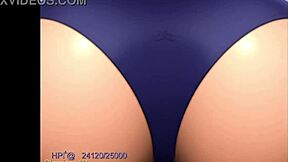 tiny figure sneaks inside tall girl's bikini buttcheeks