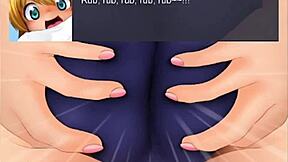 tiny figure sneaks inside tall girl's bikini buttcheeks