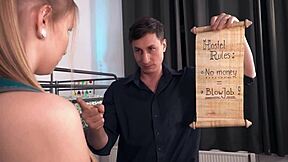 Blonde secretary bent over takes boss monster cock anal creampie for big raise