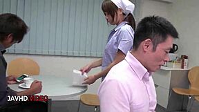 hey asian nurse hooks up lucky guys with her top-notch mouth skills in hospital