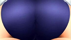 tiny figure sneaks inside tall girl's bikini buttcheeks