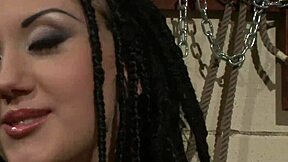 Bound slave screams as master toys shaved pussy then fucks missionary rough