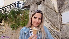 Feel my pussy buzz from remote vibrator on romantic public walk?