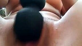 I'm so horny using this vibrator on my shaved virgin pussy outdoors
