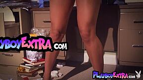 brunette secretary emjay rinaudo bares her boobs